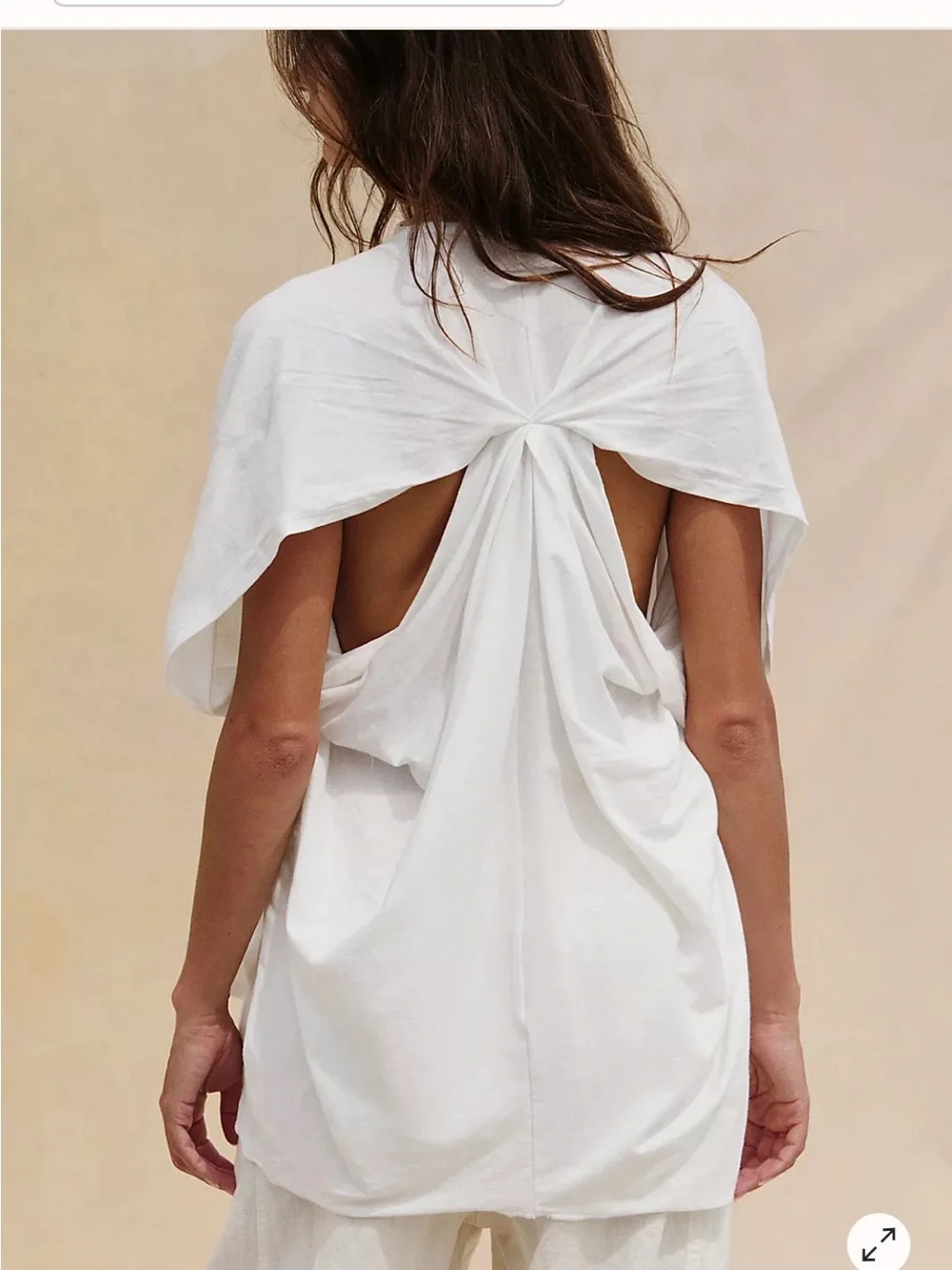 Free People White Twisted Back Sleeveless Tee